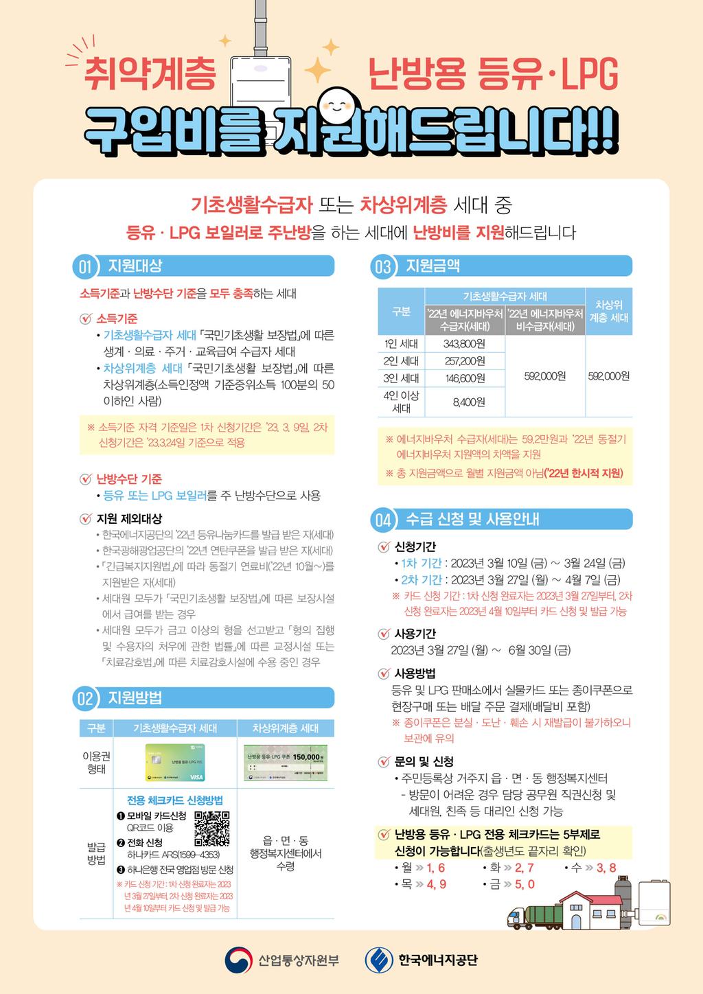 취약계층 등유·LPG 난방가구 난방비 지원사업 안내