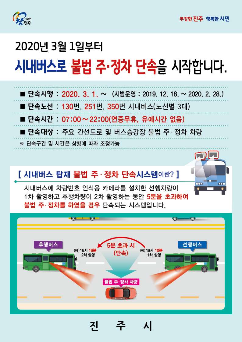 진주시, 주차단속 시내버스 탑재형 CCTV 단속 시범 운영 중