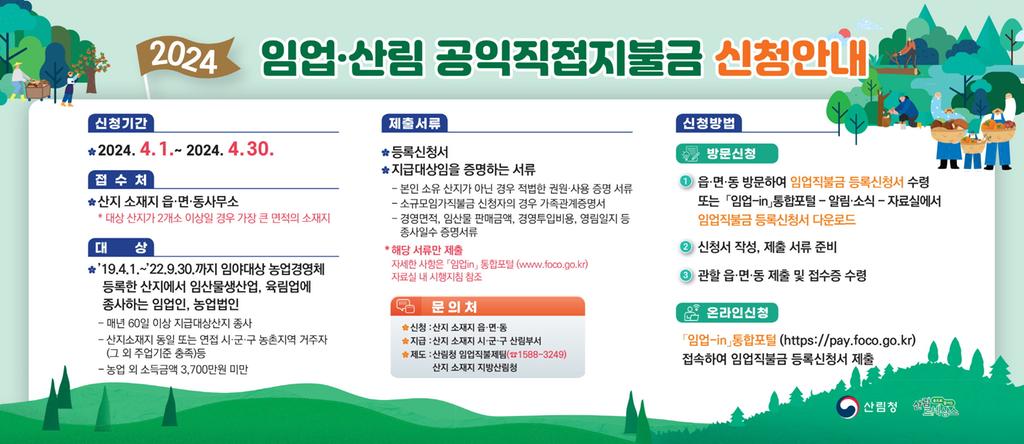 진주시, 2024년 임업직불금 신청 ‘4월 30일 마감’