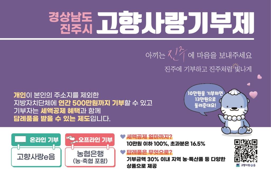 진주시, 고향사랑기부금 목표액 2억 원 조기 달성