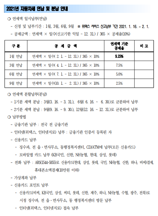 자동차세 연납 분납