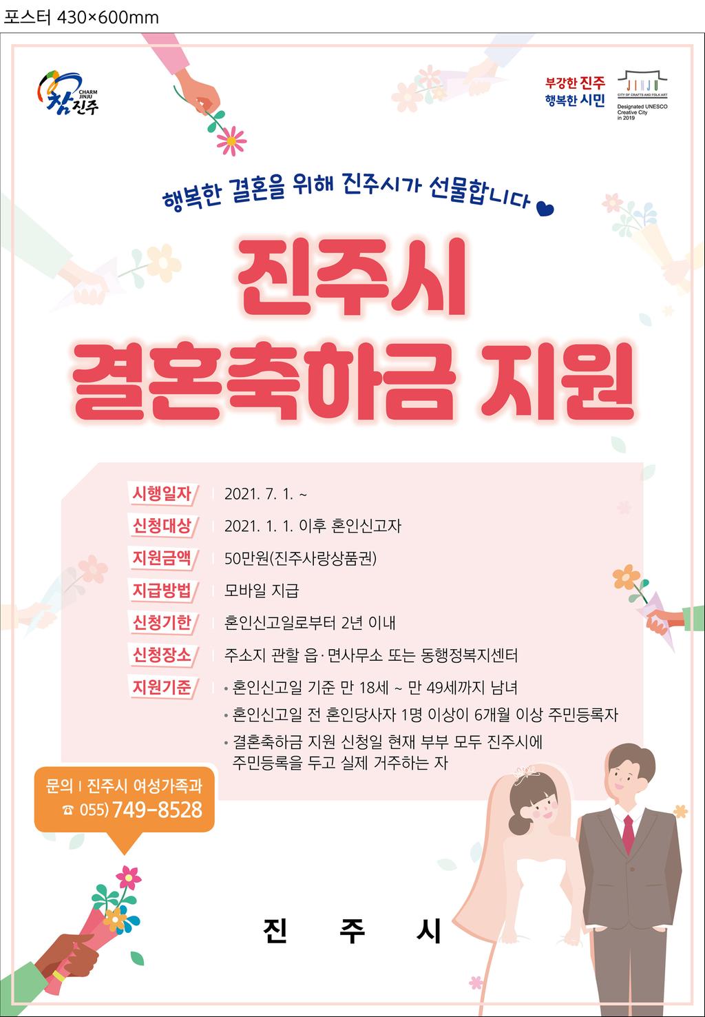 진주시 결혼축하금 지원 사업 홍보물 