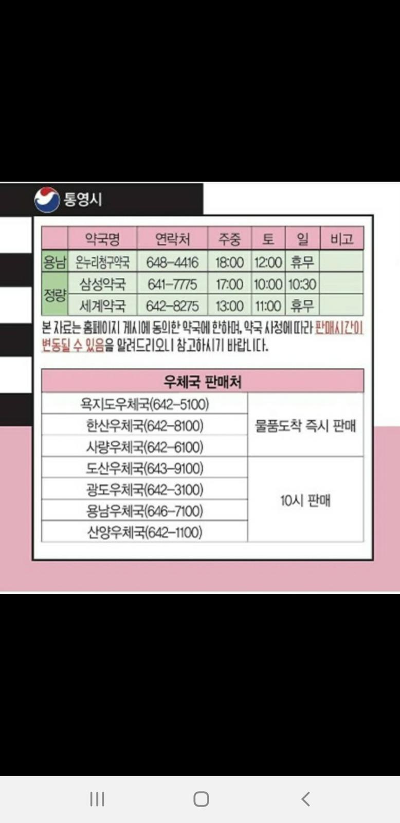 통영시 약국판매시간 동의한 약국