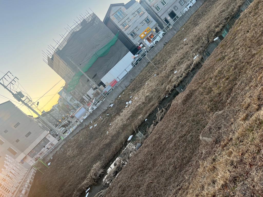 각종 스티로폼이 하천에 나뒹구는 모습입니다