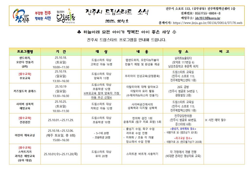 2025년 10월  드림스타트 소식지