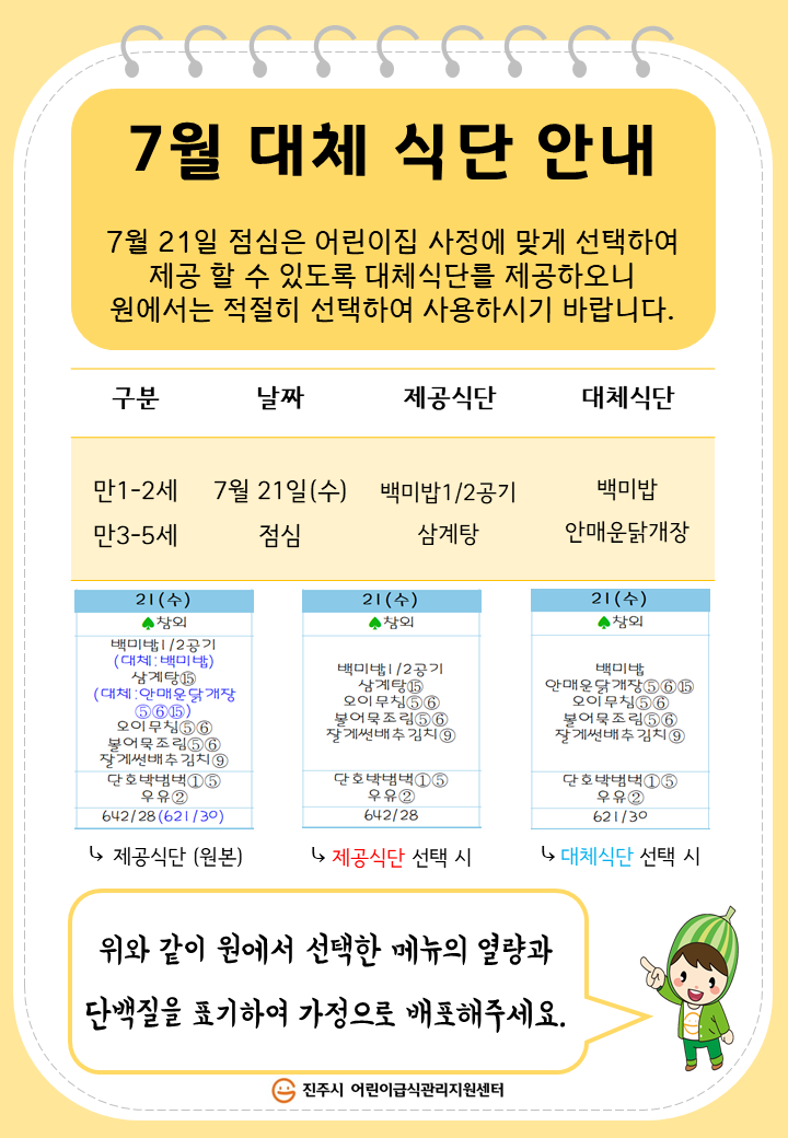 대체식단안내문