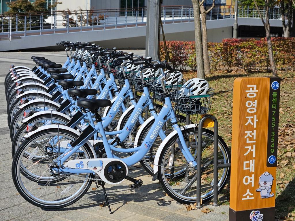 진주시 공영자전거 하모타고 큰 인기
