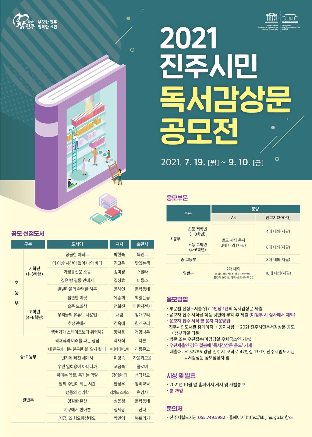 2021 진주시민독서감상문 포스터