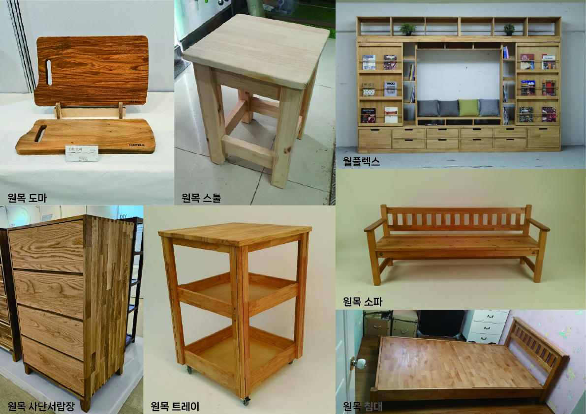■ DIY 생활가구
 
▷ 교육 강사 : 이 상 철
▷ 강의 장소 : 진주목공예전수관 1층 체험실

▥ 교육기간 : 3개월반 [12주 과정] *주 1회,  2시간 30분 강의
▥ 수 강 료 : 12만원 (수강생 본인 명의로 입금 시 신청 접수 완료) 
→ 농협은행  301-0361-4856-81  진주시청 진주목공예전수관
▥ 재료비 : 작품별 목재 소요량에 따라 산정
→ 개강 이후 강사님 안내에 따라 별도 납부

※ 참고 : 원목 소파(2000×800×960) 30만원/ 
원목 침대 [S] (2000×1100×960) 38만원/ 
4단 서랍장 (800×550×1200) 38만원/
트레이 (600×600×800) 15만원 *바퀴 별도/  
캄포 도마 3만원/ 원목 스툴 (300×300×430) 3만원/
월플렉스 (3600×400×2100) 120만원 *6개월 과정
 
< 2025년 3분기 강의계획서 – 자유 작품>

□ 1차시 
- 가구의 종류와 용도
- 도면 그리기 (제품 규격, 목재 종류, 결구법 및 기타 설정)
- 목재 재단표 작성
□ 2차시
- 목재 재단에 필요한 공구 사용법
- 테이블쏘, 원형톱, 마이타쏘, 직쏘, 손톱
□ 3차시
- 목재 재단에 필요한 공구 사용법
- 대패, 트리머, 루터, 사포
□ 4차시
- 목재 결합에 필요한 공구 사용법
- 드릴, 도미노, 비스켓, 목다보
□ 5, 6차시
- 자유작품 설계 및 목재 재단
□ 7, 8차시
- 작품 가공 및 1차 도장 작업
□ 9, 10차시
- 작품 조립 및 2차 도장 작업
□ 11, 12차시
- 조립 및 마무리 작업

※ 목공예전수관 및 강사의 일정에 따라 강의계획은 변경될 수 있습니다.